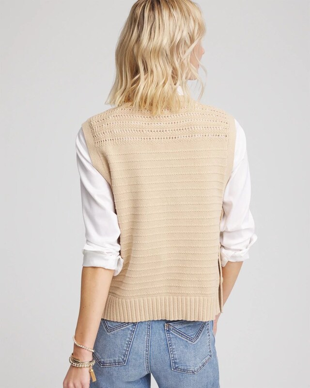 Pointelle Button Sweater Vest - image 3